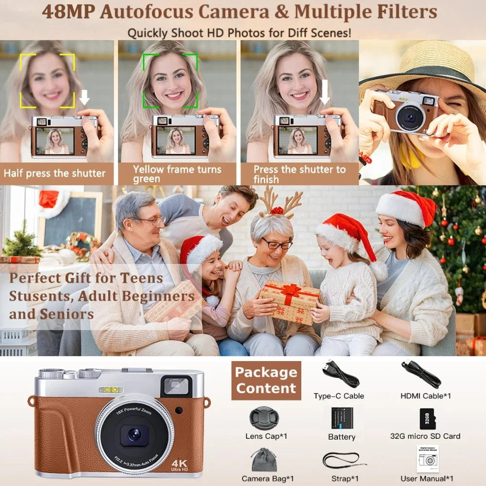 MELCAM DC202 4K Vlogging Camera With Auto Focus And Anti Shake 48MP - stepyours.com