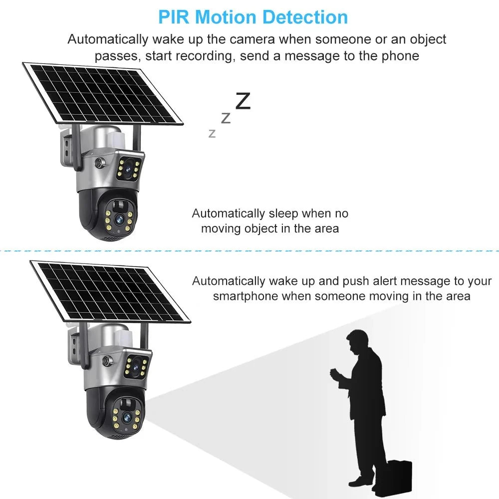 V380 Pro Solar Security Camera - Dual Lenses 8MP 4K PIR Night Vision Outdoor - stepyours.com