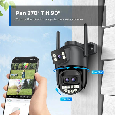 12MP 6K PTZ WiFi Outdoor Camera With 8X Zoom AI Human Detection Night Vision - stepyours.com