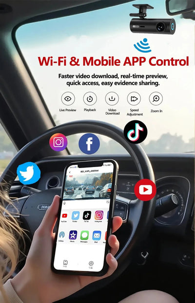 4K WiFi Dash Cam For Car Front Camera 24H Parking Monitor Black Box - stepyours.com