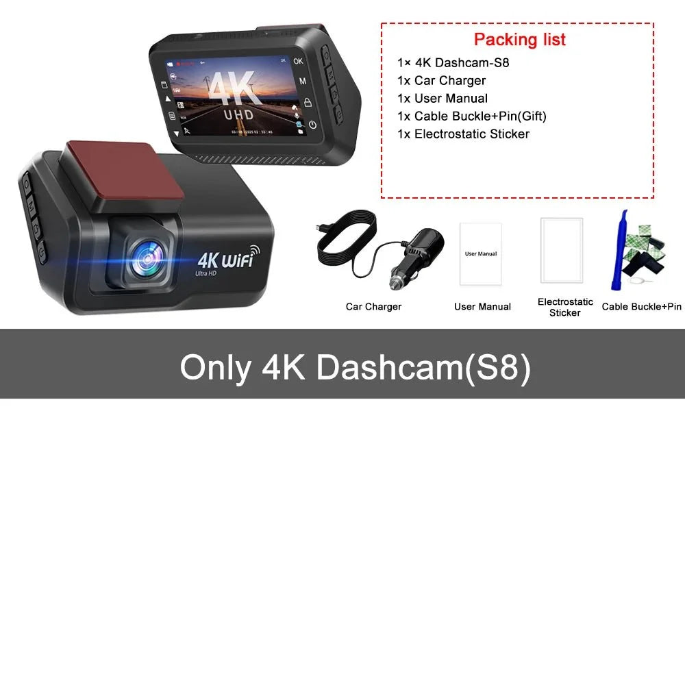 Kocam 4K UHD Dash Cam Dual Lens WiFi Night Vision Front And Rear Parking Monitor - stepyours.com