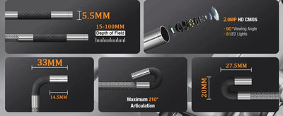 Teslong TD450S Borescope Four Point Five Inch Articulating Endoscope 1080P - stepyours.com