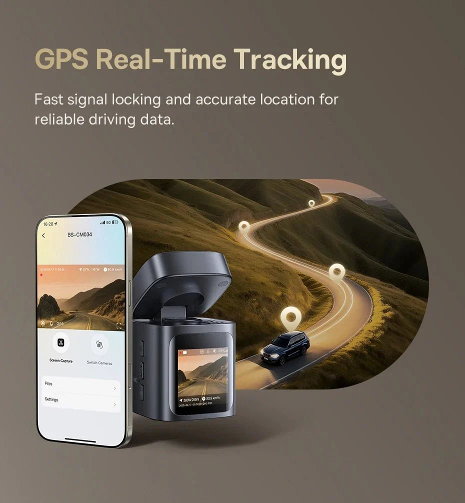 Baseus VD1 Pro 4K Dash Cam With Sony Sensor ADAS GPS WiFi6 STARVIS Night Vision - stepyours.com