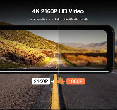 ACCEO 4K WiFi Dash Cam With 12 Inch Rear View Mirror Car DVR - stepyours.com