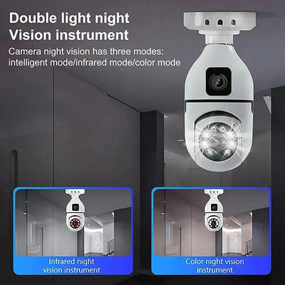 8MP E27 Bulb WiFi Camera - Color Night Vision With 8X Zoom And Dual Lens - stepyours.com
