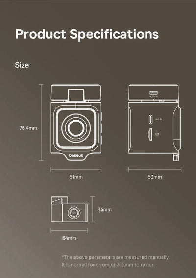 Baseus VD1 Pro 4K Dash Cam With Sony Sensor ADAS GPS WiFi6 STARVIS Night Vision - stepyours.com