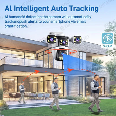 Outdoor WiFi PTZ CCTV Camera With 5X Zoom Four Lens Night Vision - stepyours.com