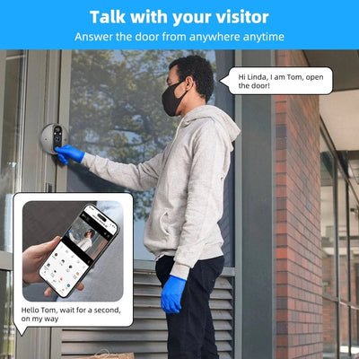 3MP WiFi Cat Eye Doorbell 5000mAh Battery Alexa LiveView - stepyours.com
