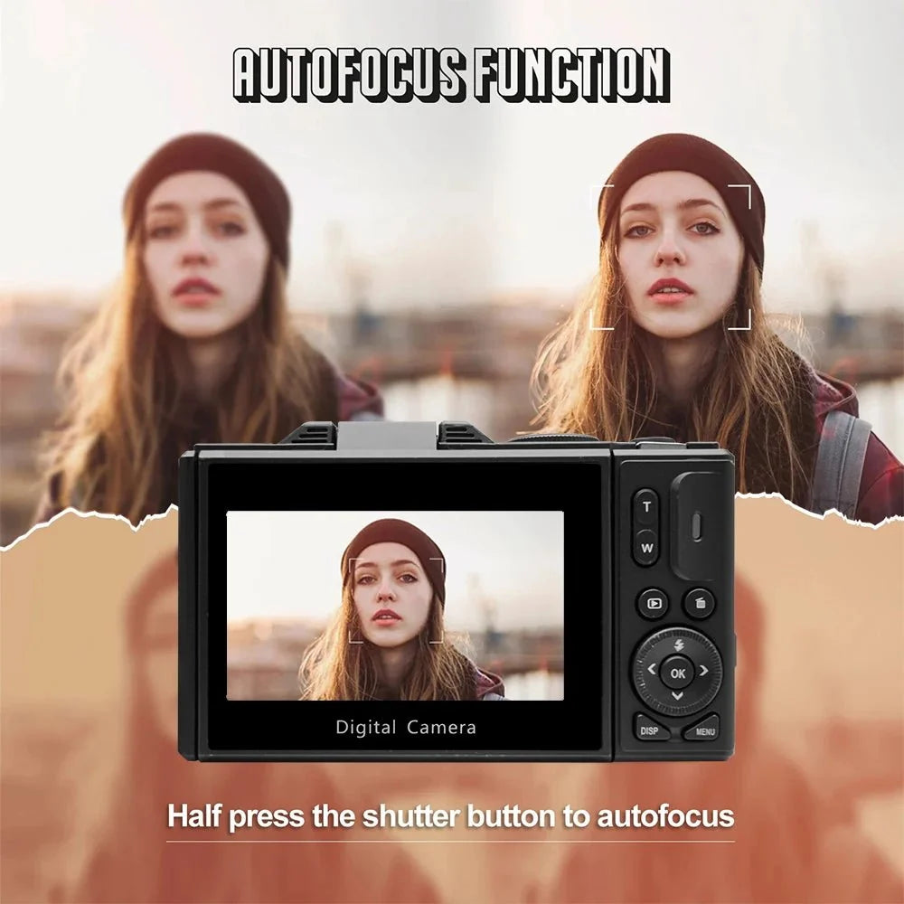 Compact 4K Digital Camera With 18X Zoom 180 Degree Flip Screen WiFi Vlog Cam - stepyours.com