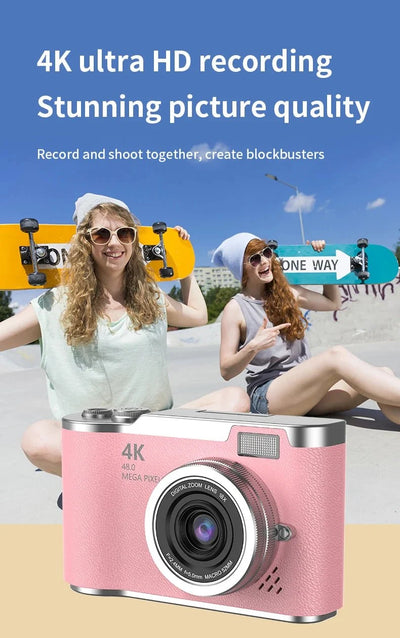 4K 48MP Digital Camera Camcorder For Kids Beginners With 2.4 Inch Screen - stepyours.com