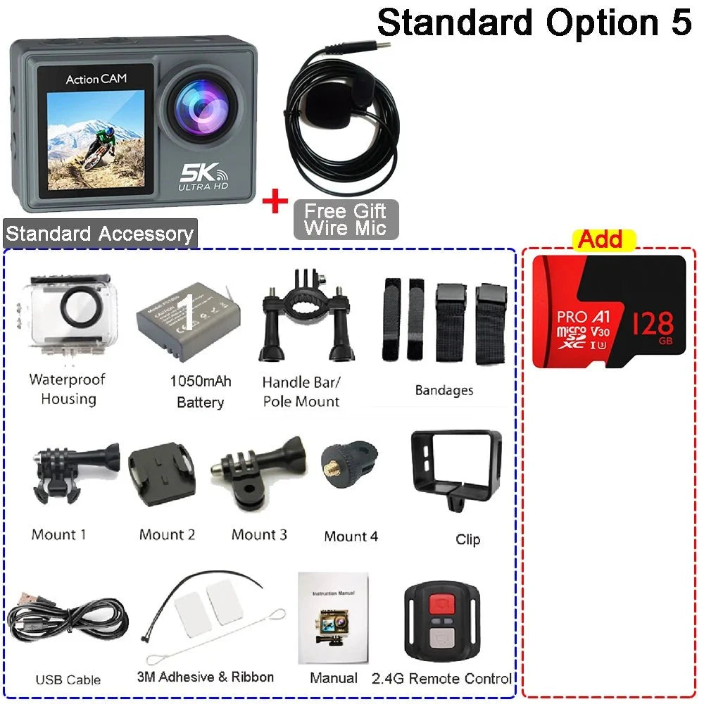 HUAFANT M4R Action Camera 5K 4K60FPS Waterproof 30m IPS Touch LCD 5X Zoom - stepyours.com