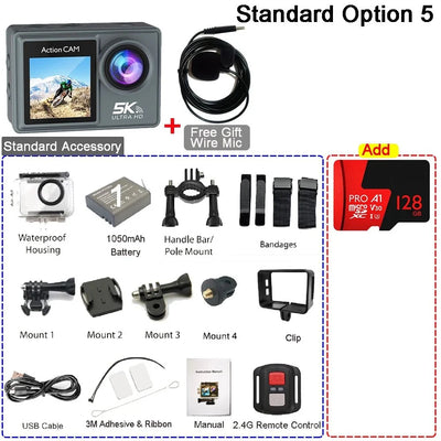 HUAFANT M4R Action Camera 5K 4K60FPS Waterproof 30m IPS Touch LCD 5X Zoom - stepyours.com