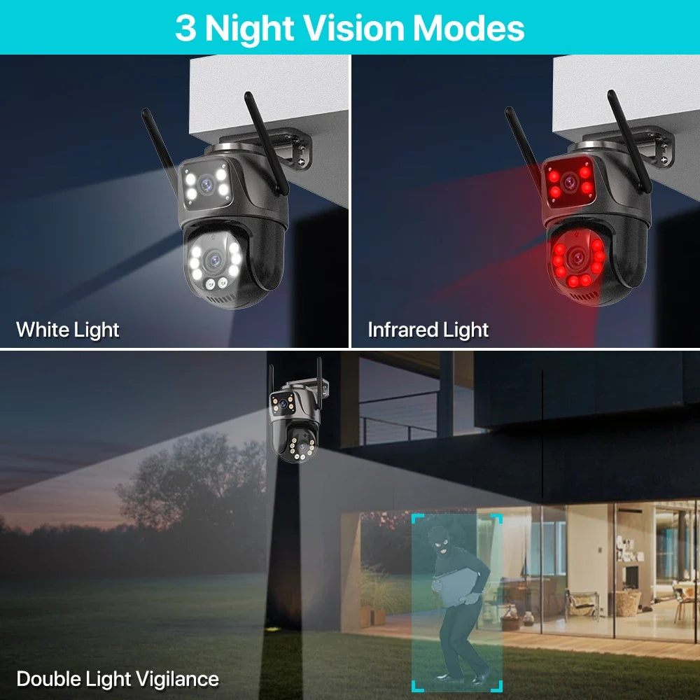 SmartVision 4K 8MP Outdoor WiFi PTZ Camera AI Auto Tracking Dual Lens by stepyours.com