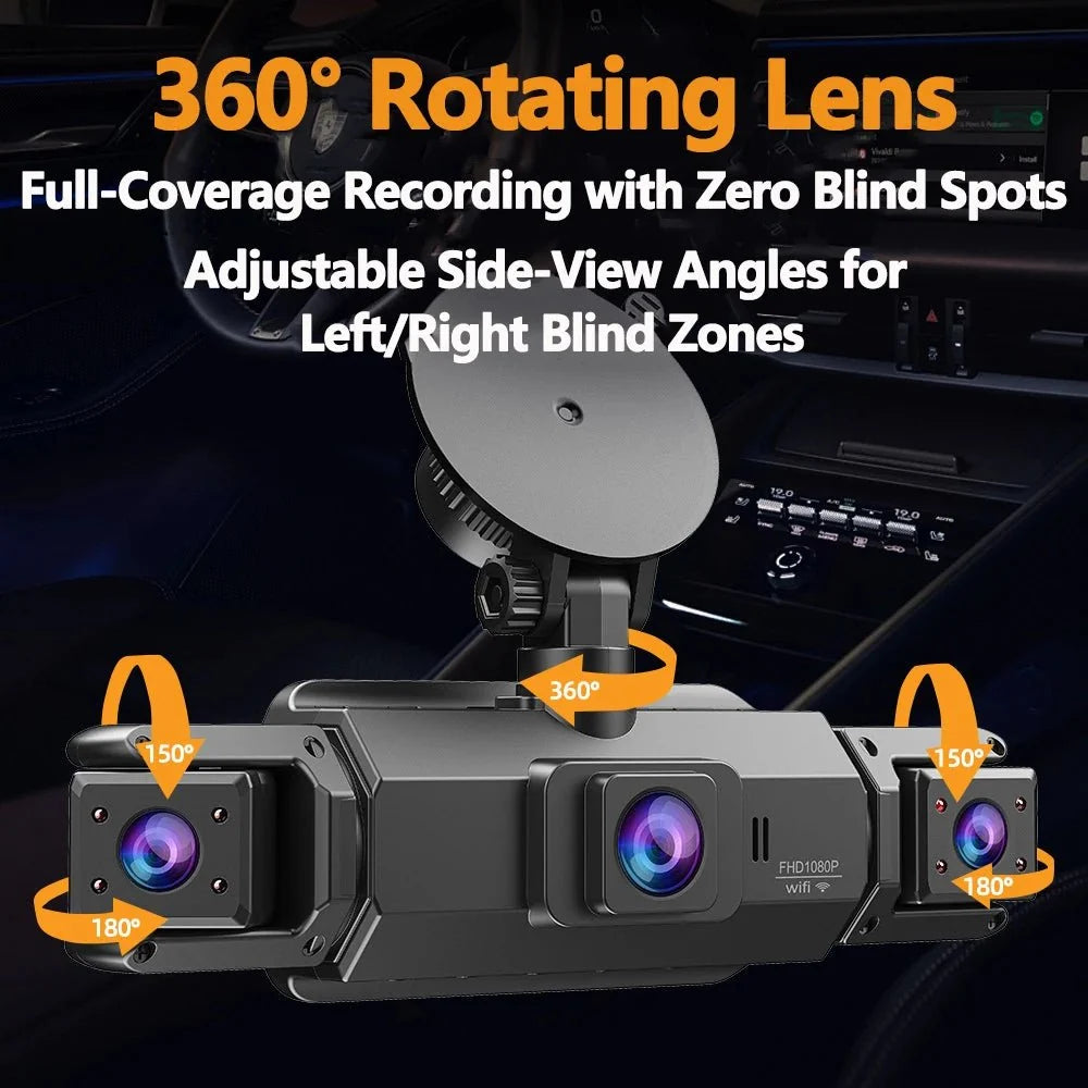 4 Channel WiFi Dash Cam for Cars Front and Rear Interior 360 DVR - stepyours.com