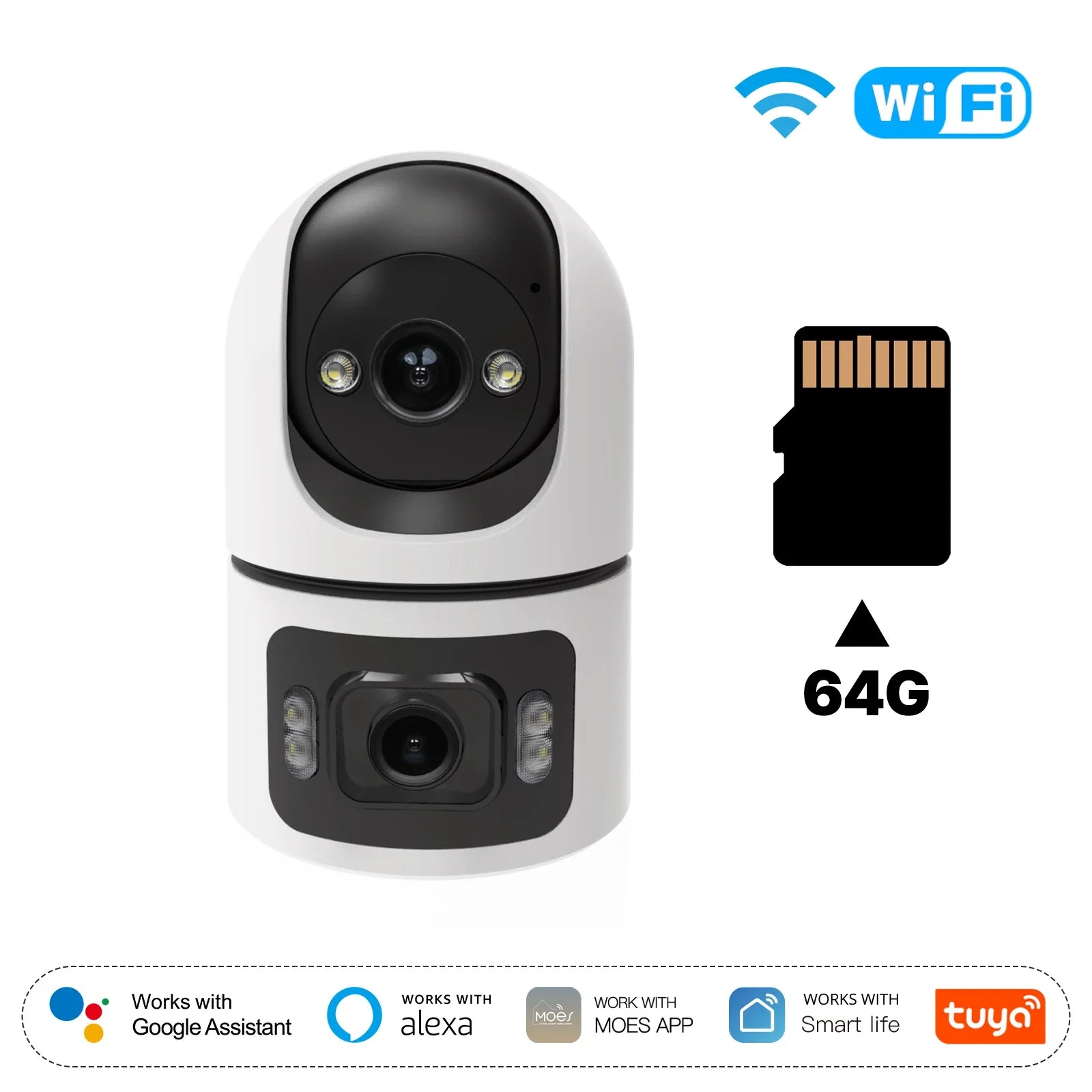 Moes Tuya WiFi 4MP Dual Lens Indoor Cam With Night Vision Motion Two Way Audio - stepyours.com