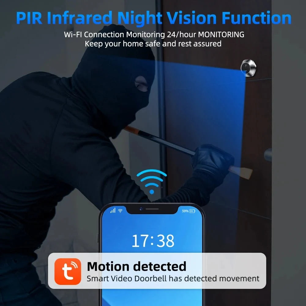 WSDCAM Mini WiFi Doorbell With Two Way Talk Peephole 1080P - stepyours.com