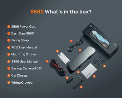 70mai S500 Rearview Dash Cam 9.35 Inch Touch Screen Dual Channel 3K HDR - stepyours.com