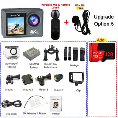 Adventure Ready Action Camera 5K 4K60FPS Dual IPS Touch LCD Waterproof 30M - stepyours.com