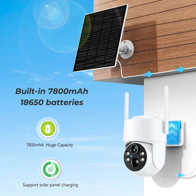 WiFi Solar PTZ Outdoor Camera 4MP HD With Long Standby Battery And iCsee App - stepyours.com