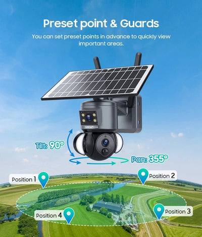 SHIWOJIA 4K 8MP Solar Camera With 4G SIM WiFi Color Night Vision PTZ Dual Lens - stepyours.com