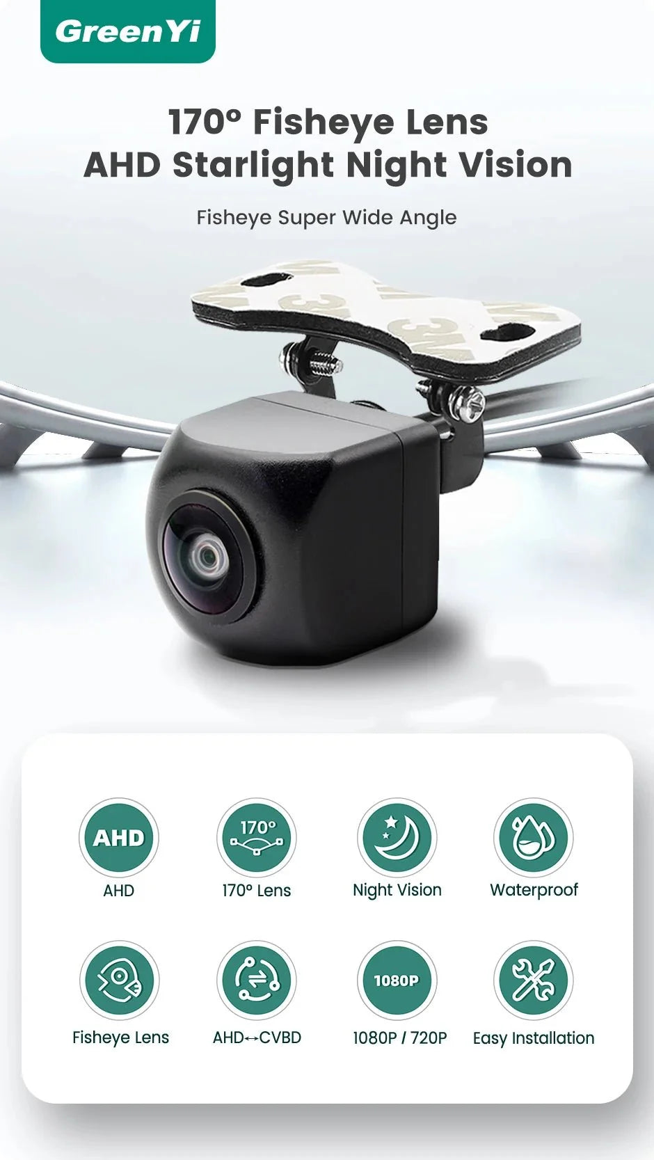 GreenYi AHD 1080P Car Rear View Camera Full HD Night Vision 170 Degree Lens C816 - stepyours.com