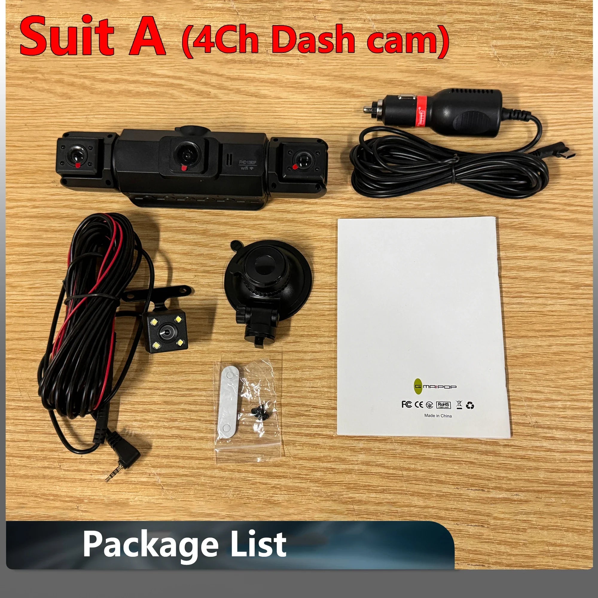 4 Channel Dashcam for Cars WiFi FHD 1080P Night Vision Loop Recording Kit - stepyours.com