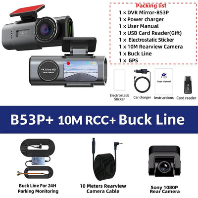 4K Dash Cam GPS WiFi Night Vision Car DVR with Optional Rear Lens - stepyours.com