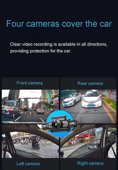 4K Quad Camera Hidden Dash Cam With App Night Vision Motion Detection Parking - stepyours.com