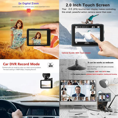 HUAFANT M4R Action Camera 5K 4K60FPS Waterproof 30m IPS Touch LCD 5X Zoom - stepyours.com