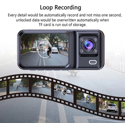 3 Channel Dash Cam for Cars 1080P Video Recorder Rear View Car DVR - stepyours.com