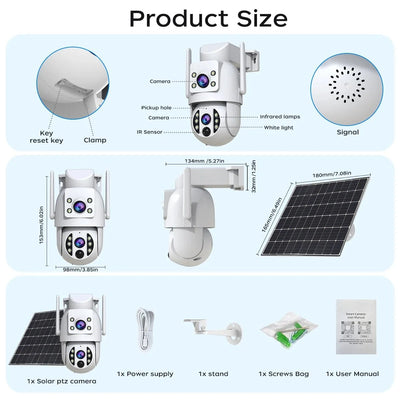 JOOAN S3 Solar Wireless Security Camera - Dual Lens 4K With PIR Hooks - stepyours.com