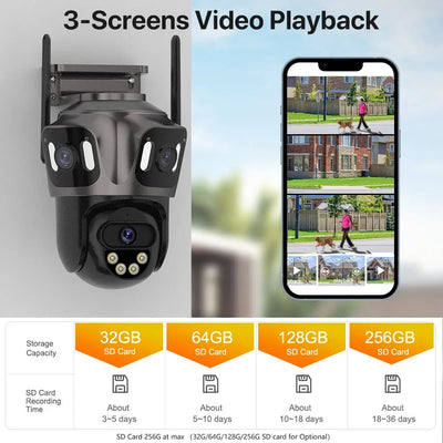 Outdoor Security Camera with 3 Views - Enovarah