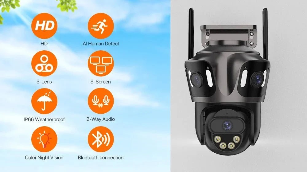 Outdoor Security Camera with 3 Views - Enovarah